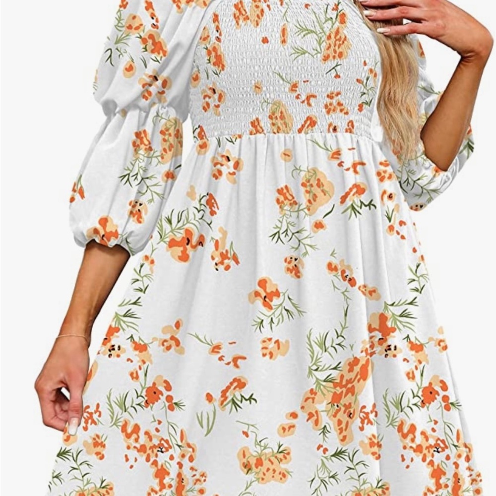 Women Floral Babydoll Mini Dress, Size Medium, Polyester/Spandex/Flowy fabric